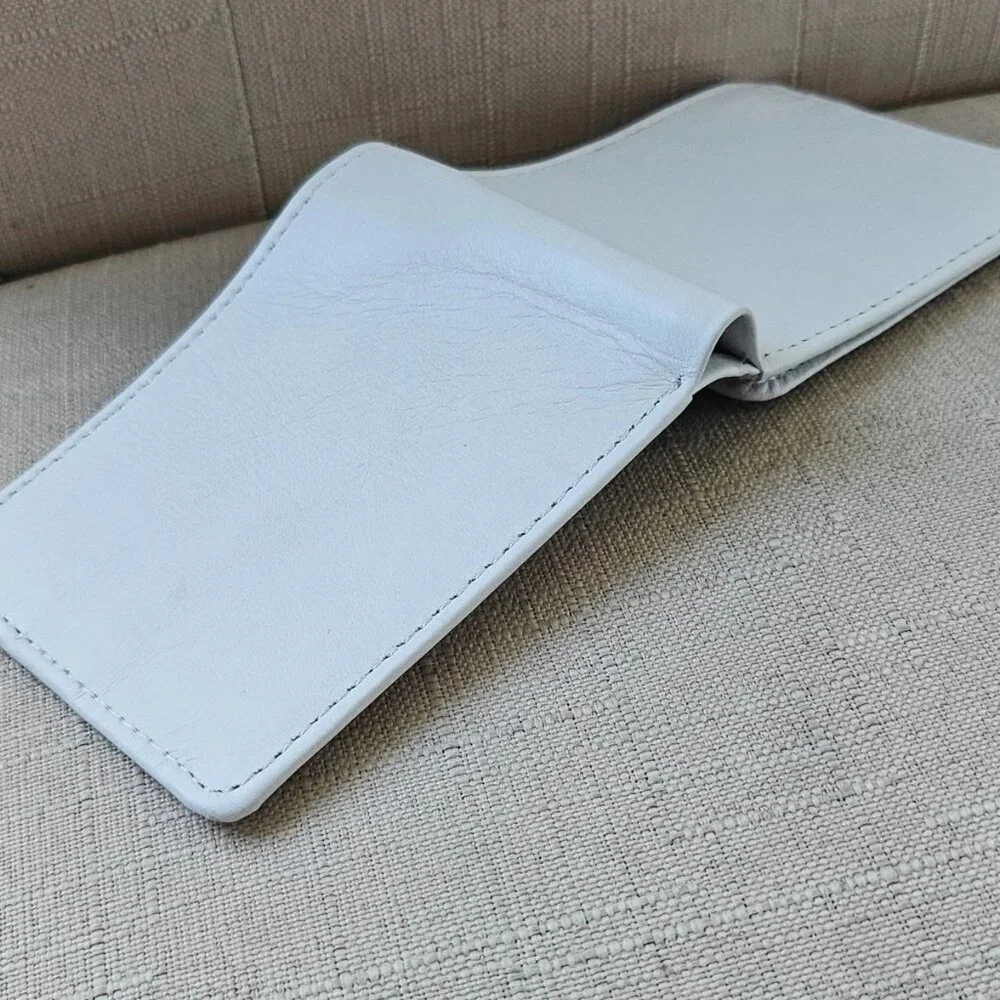 Handmade Wallet White Genuine Leather Bifold Card Holder Moneyfold Purse - Picture 3 of 11